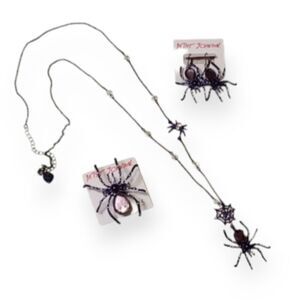 Betsey Johnson Purple Spider Set NEW,  bracelet, necklace, and ring